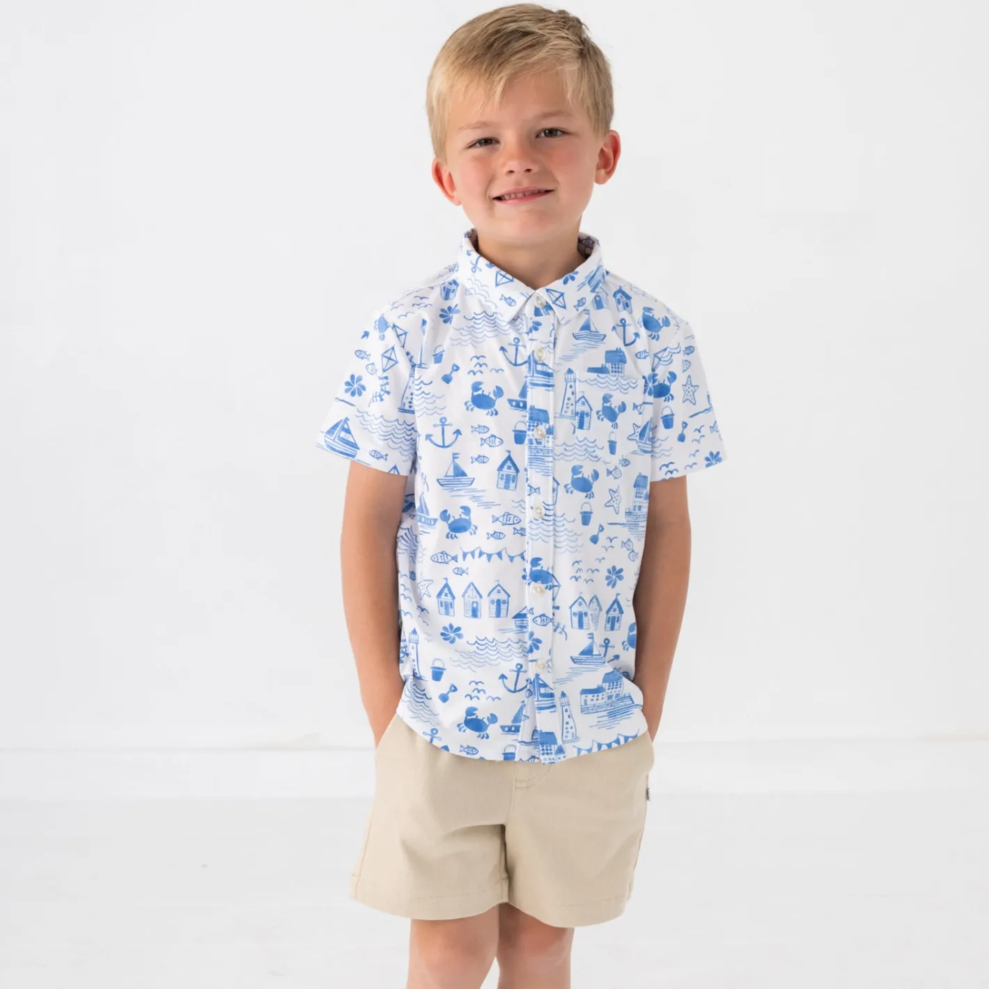 Tops & Tees|Tops & Tees<Little Sleepies Button Down Polo Tidal Treasures