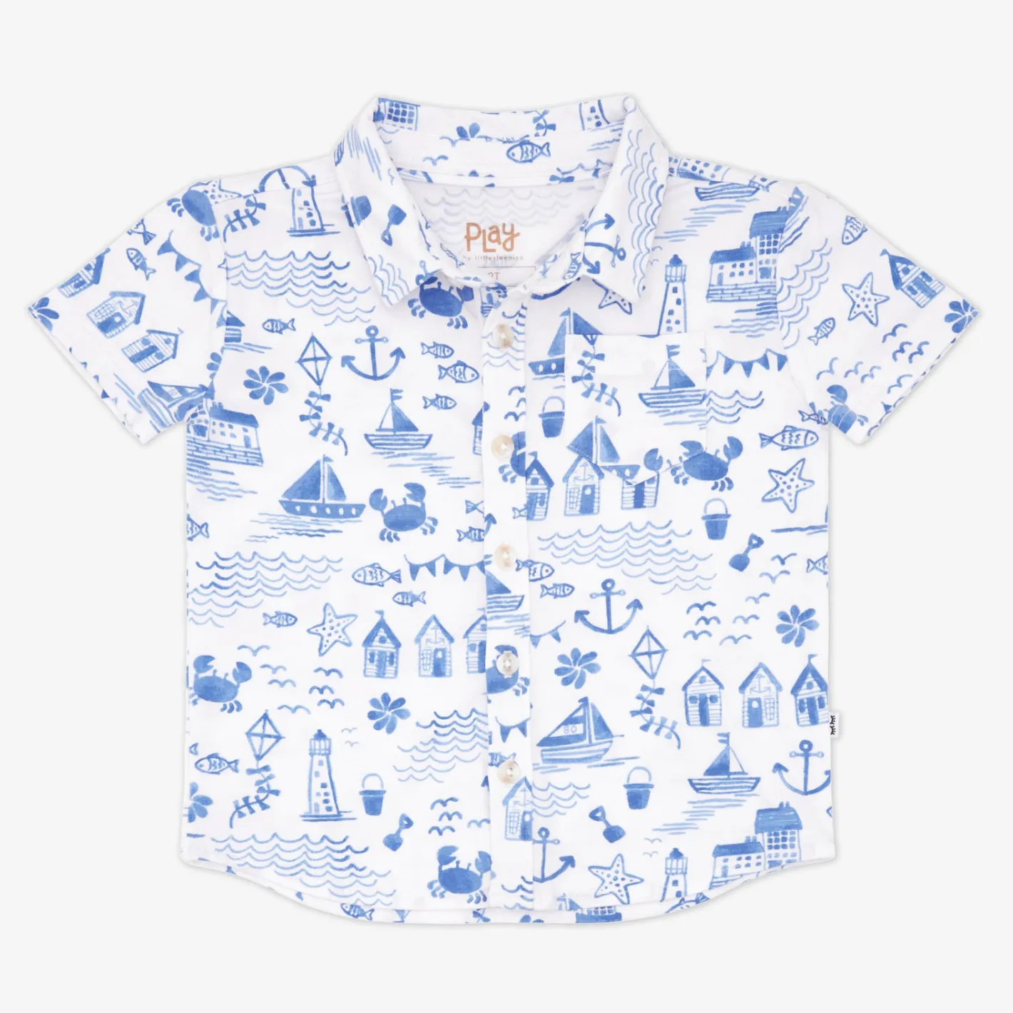 Tops & Tees|Tops & Tees<Little Sleepies Button Down Polo Tidal Treasures