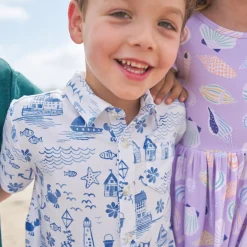Tops & Tees|Tops & Tees<Little Sleepies Button Down Polo Tidal Treasures