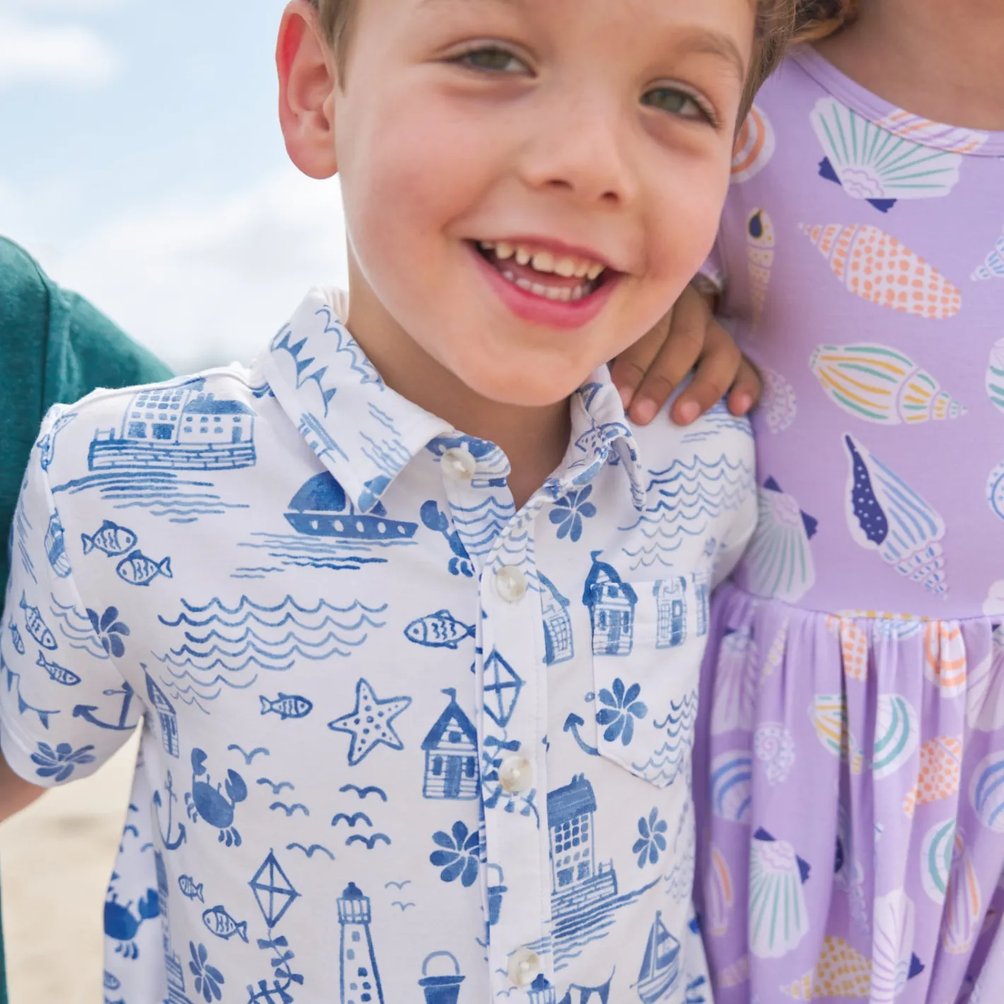 Tops & Tees|Tops & Tees<Little Sleepies Button Down Polo Tidal Treasures