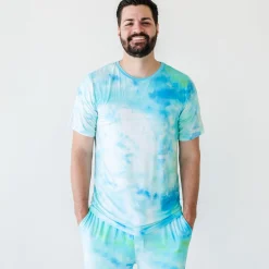 Daddy & Me|Men's<Little Sleepies Men's Short Sleeve Pajama Top Tidepool Watercolor