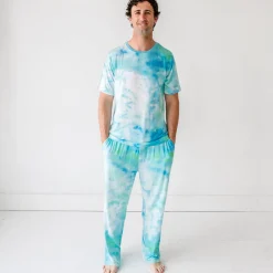Daddy & Me|Men's<Little Sleepies Men's Short Sleeve Pajama Top Tidepool Watercolor