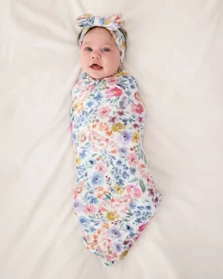 The Newborn Shop|The Newborn Shop<Little Sleepies Swaddle & Luxe Bow Headband Set Tiny Blooms