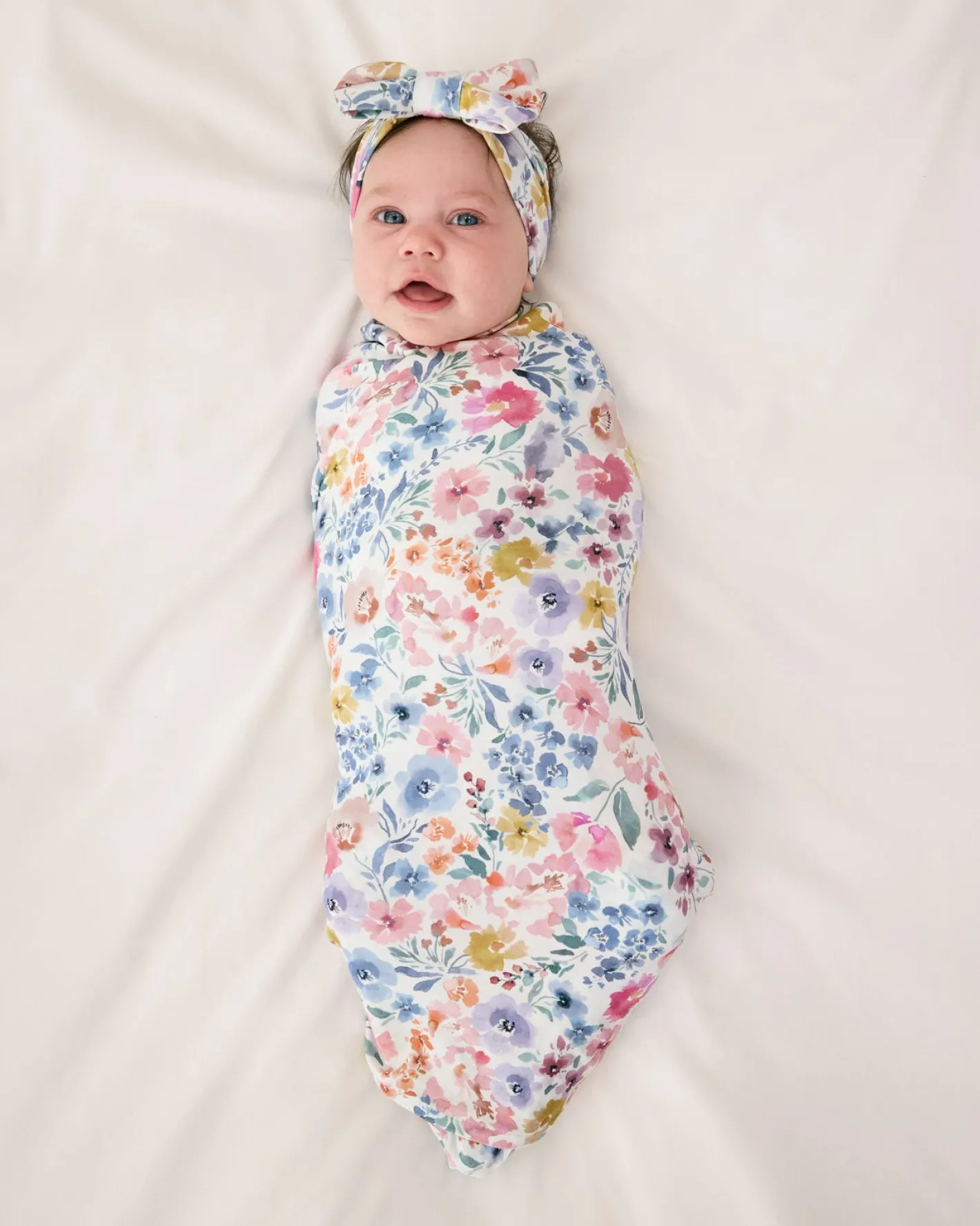 The Newborn Shop|The Newborn Shop<Little Sleepies Swaddle & Luxe Bow Headband Set Tiny Blooms