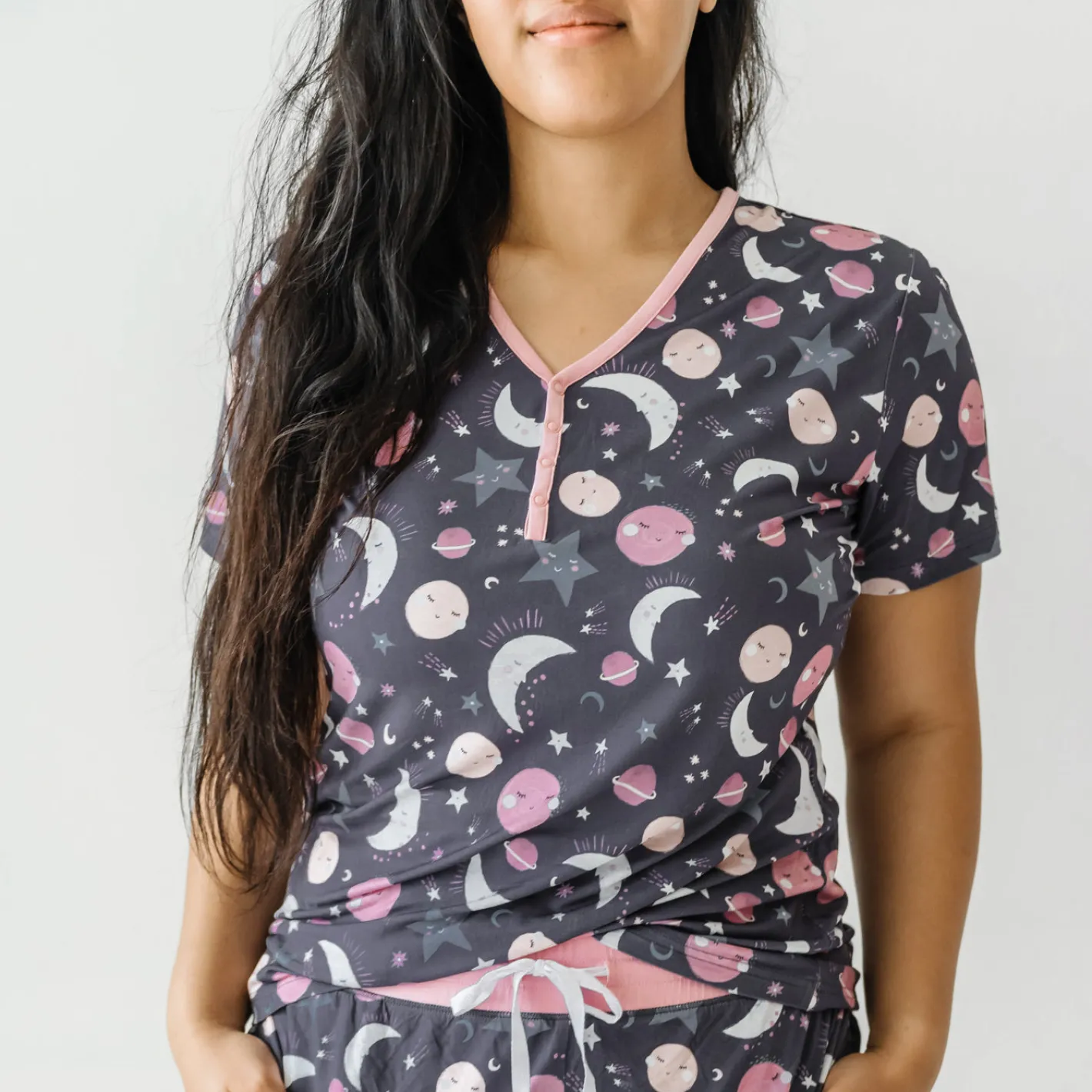 Mommy & Me|Mommy & Me<Little Sleepies Women's Short Sleeve Pajama Top To the Moon & Back