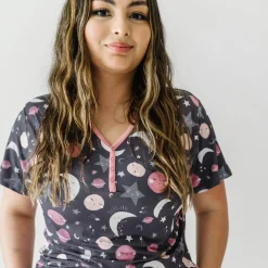 Mommy & Me|Mommy & Me<Little Sleepies Women's Short Sleeve Pajama Top To the Moon & Back