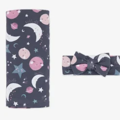 Layette|Swaddles<Little Sleepies Swaddle & Luxe Bow Headband Set To the Moon & Back