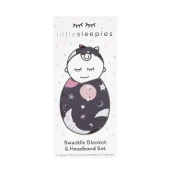 Layette|Swaddles<Little Sleepies Swaddle & Luxe Bow Headband Set To the Moon & Back