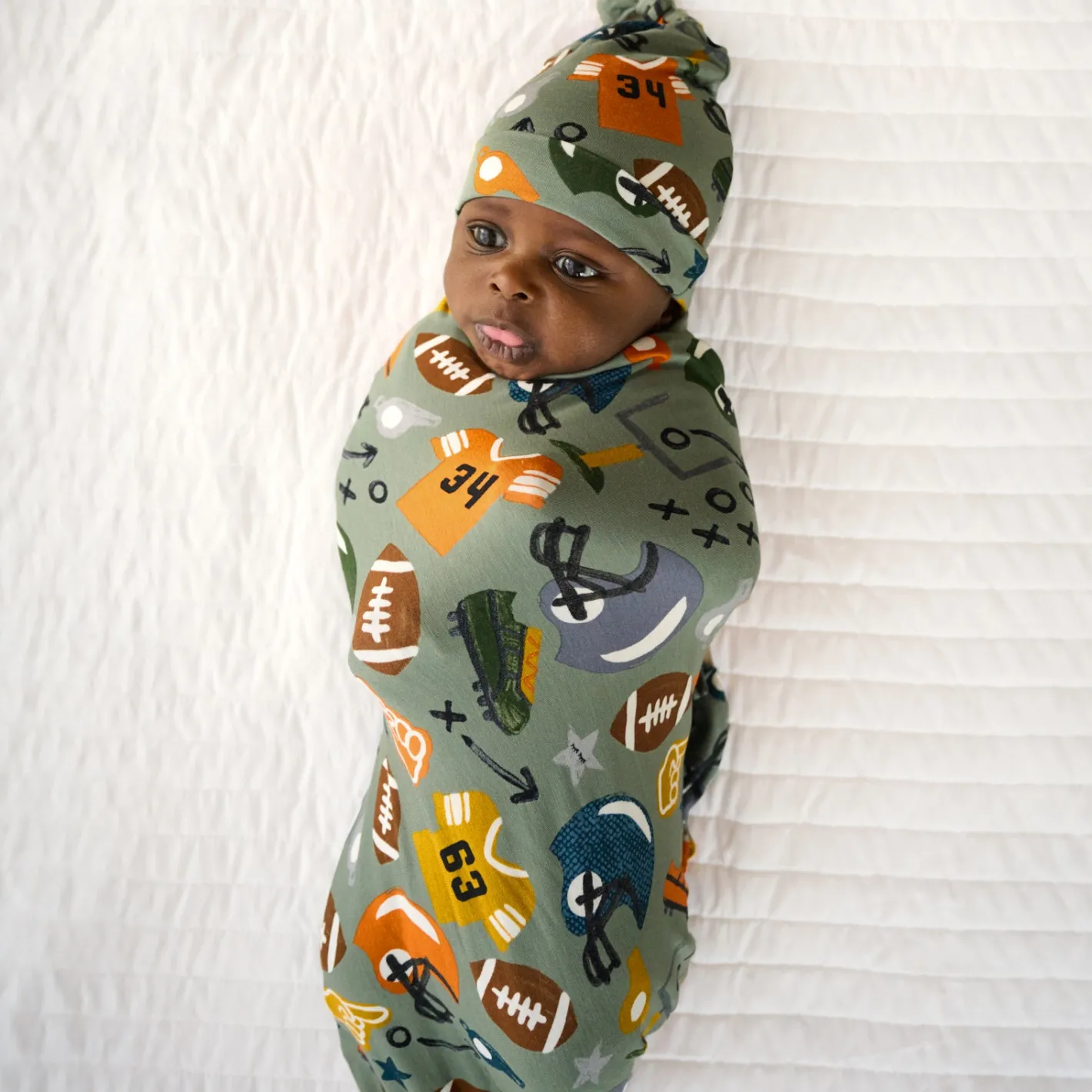 Layette|Swaddles<Little Sleepies Swaddle & Hat Set Touchdown Time