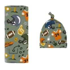 Layette|Swaddles<Little Sleepies Swaddle & Hat Set Touchdown Time