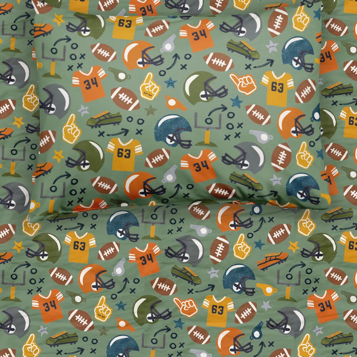 Sheets<Little Sleepies Twin Sheet Set Touchdown Time