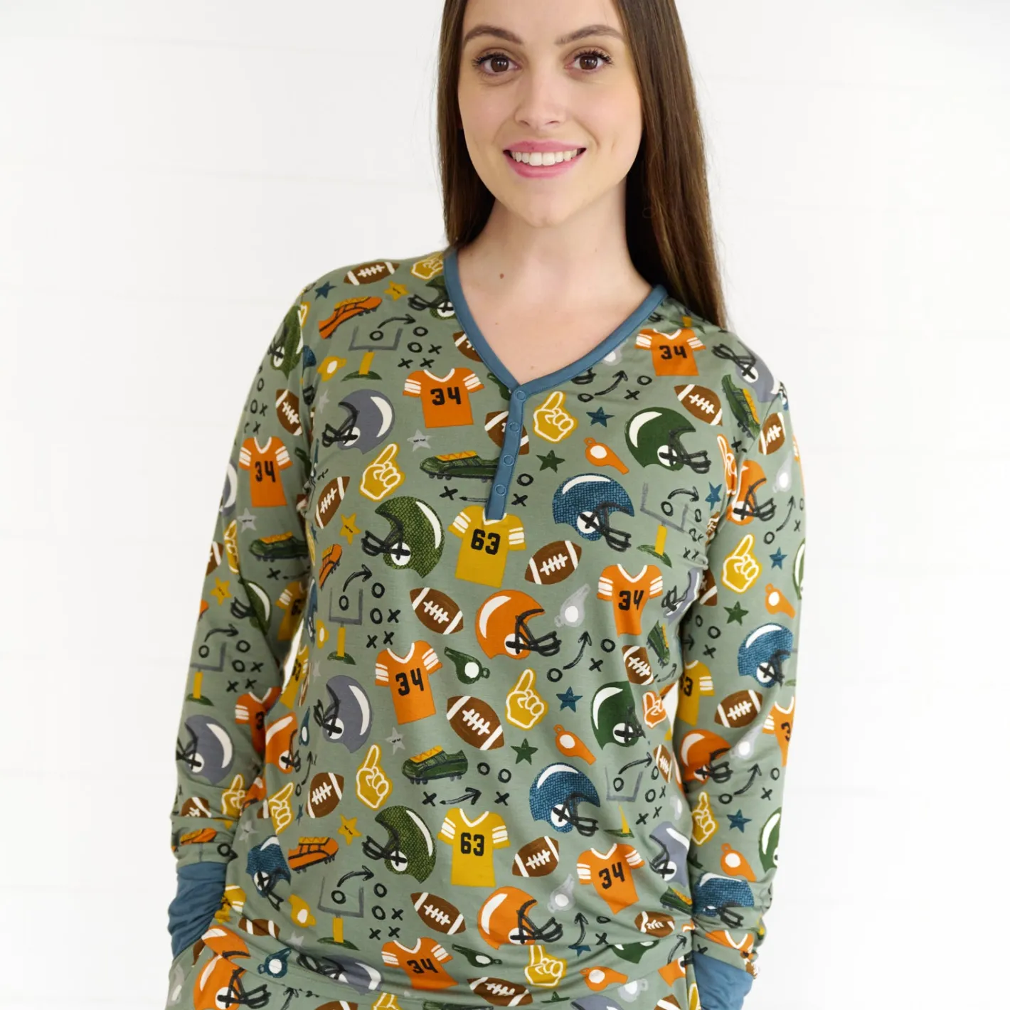 Mommy & Me|Mommy & Me<Little Sleepies Women's Pajama Top Touchdown Time
