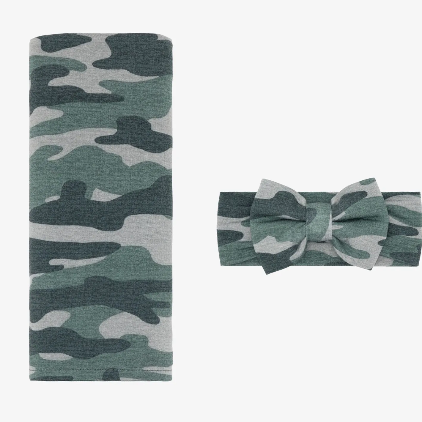 Layette|Swaddles<Little Sleepies Swaddle & Luxe Bow Headband Set Vintage Camo