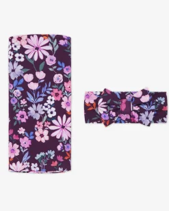 Layette|Swaddles<Little Sleepies Swaddle & Luxe Bow Headband Set Violet Meadow