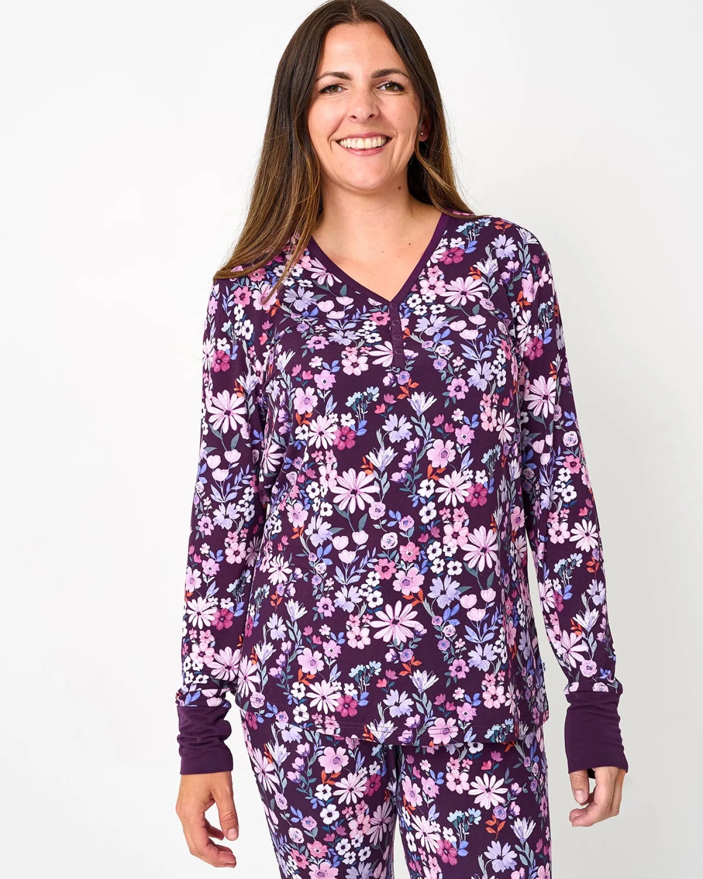 Mommy & Me|Mommy & Me<Little Sleepies Women's Pajama Top Violet Meadow