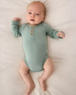 The Newborn Shop|The Newborn Shop<Little Sleepies Henley Bodysuit Willow