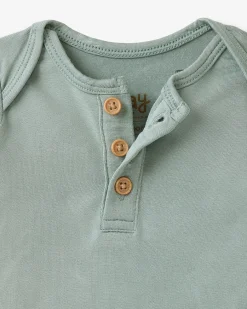 The Newborn Shop|The Newborn Shop<Little Sleepies Henley Bodysuit Willow
