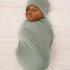 The Newborn Shop|The Newborn Shop<Little Sleepies Ribbed Swaddle & Infant Beanie Set Willow