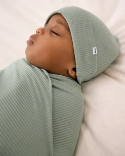 The Newborn Shop|The Newborn Shop<Little Sleepies Ribbed Swaddle & Infant Beanie Set Willow