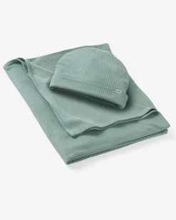 The Newborn Shop|The Newborn Shop<Little Sleepies Ribbed Swaddle & Infant Beanie Set Willow