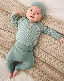 The Newborn Shop|The Newborn Shop<Little Sleepies Henley Bodysuit Willow Stripe