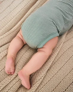 The Newborn Shop|The Newborn Shop<Little Sleepies Henley Bodysuit Willow Stripe