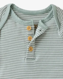 The Newborn Shop|The Newborn Shop<Little Sleepies Henley Bodysuit Willow Stripe